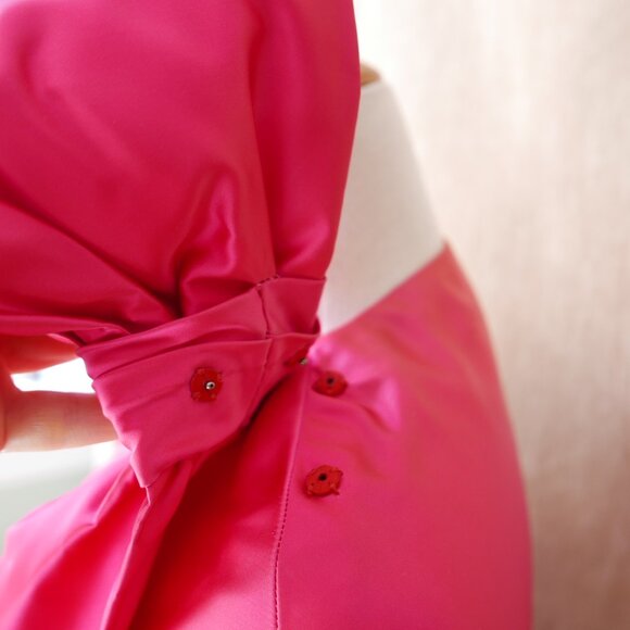 80s Glam Hot Pink Satin Evening Cape - Picture 7 of 10